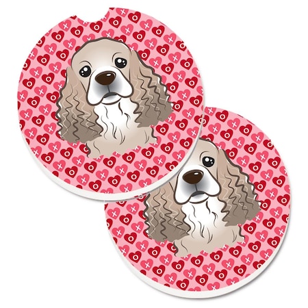 Carolines Treasures Cocker Spaniel Hearts Cup Holder Car Coasters - Set of 2 BB5286CARC